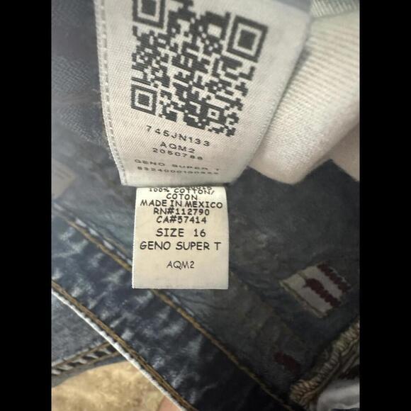 Y2K True Religion 'Geno Super T' straight jeans Size 16 - Picture 6 of 9